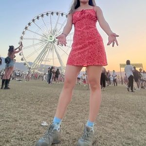 Floral bustier summer mini dress with spaghetti straps